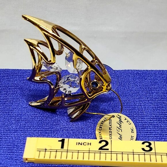 Crystal Delight 24K Gold Plated Angel Fish Suncatcher Suction Cup Mount 1995 VTG - Picture 7 of 8